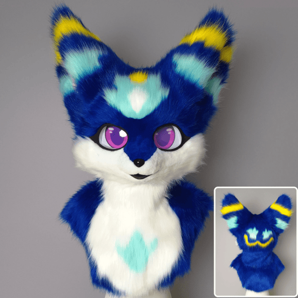 Blue Yellow Fursuit Head - Furry Cosplay Mask