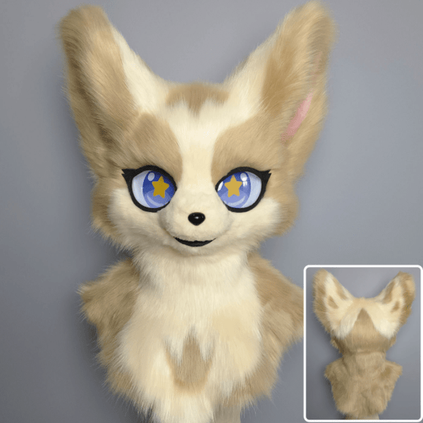 Cream and Brown Fursuit Head