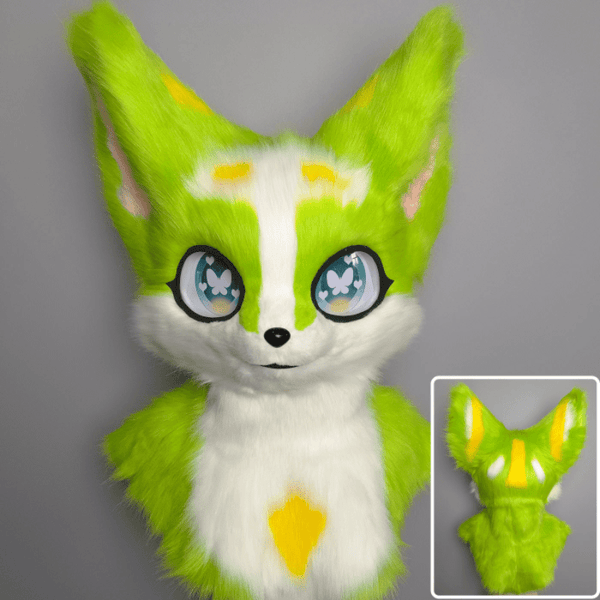 Green and Yellow Fursuit Head