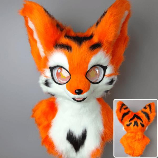 Orange and Black Fursuit Head