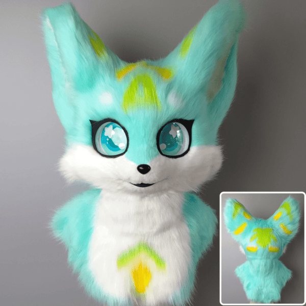 Blue Green Fursuit Head - Custom Furry Cosplay Head