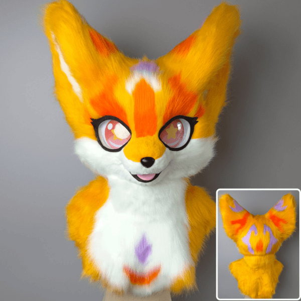 Double Orange and Purple Fursuit Head