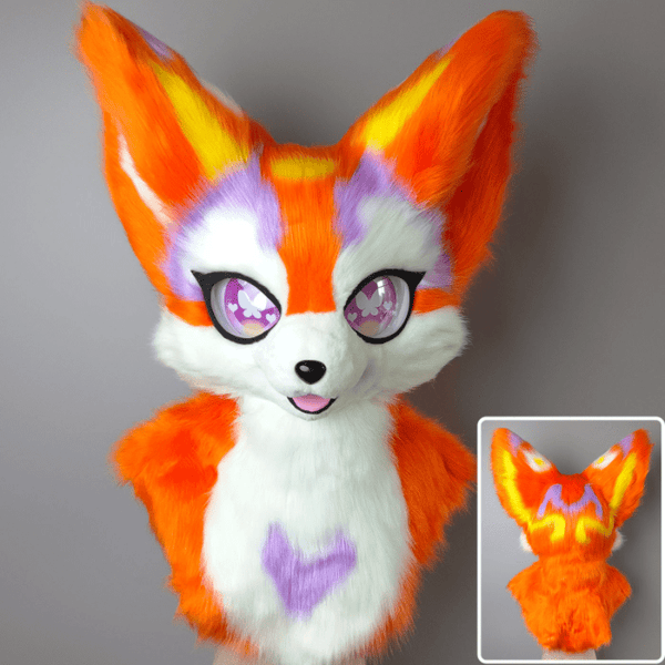 Orange Yellow and Purple Fursuit Head