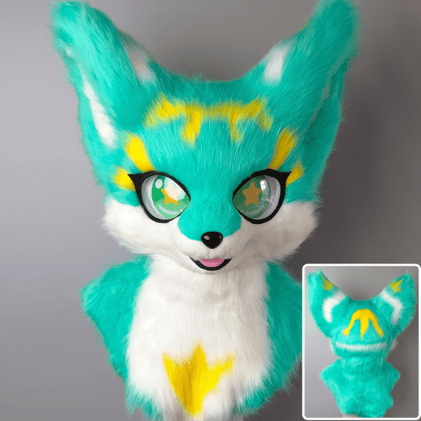 Blue and Pink Fursuit Head