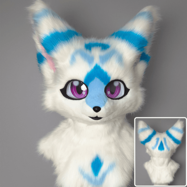 Blue White and Yellow Fursuit Head