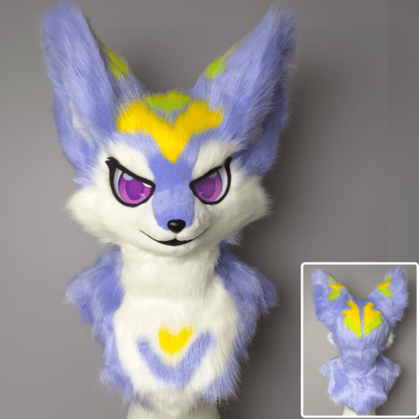 Blue Purple and Yellow Fursuit Head