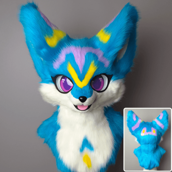 Blue Purple and Yellow Fursuit Head