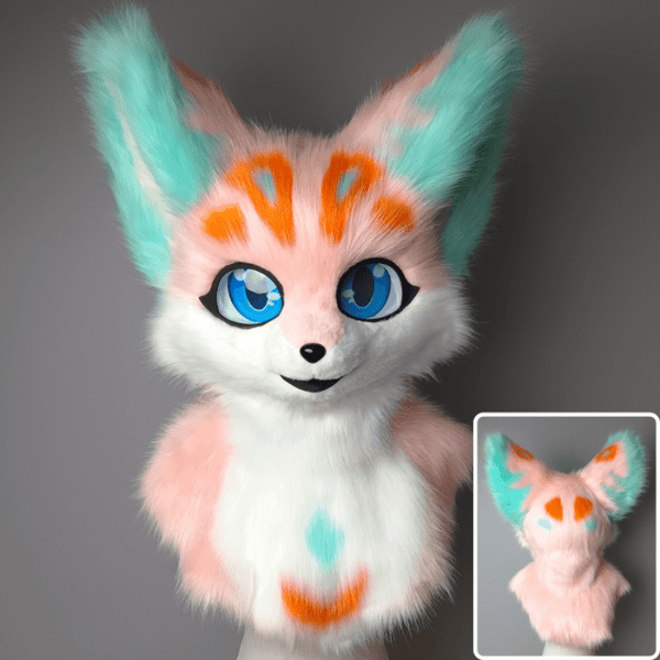 Pink Orange and Blue Fursuit Head