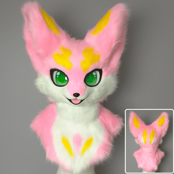 Pink and Yellow Fursuit Head