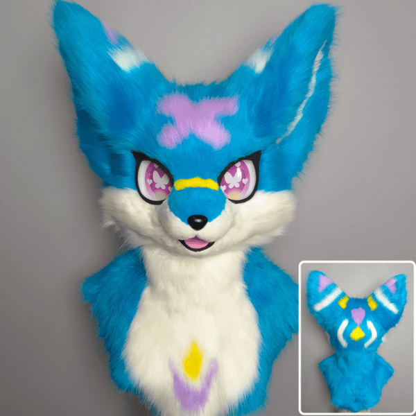 Blue Purple and Yellow Fursuit Head