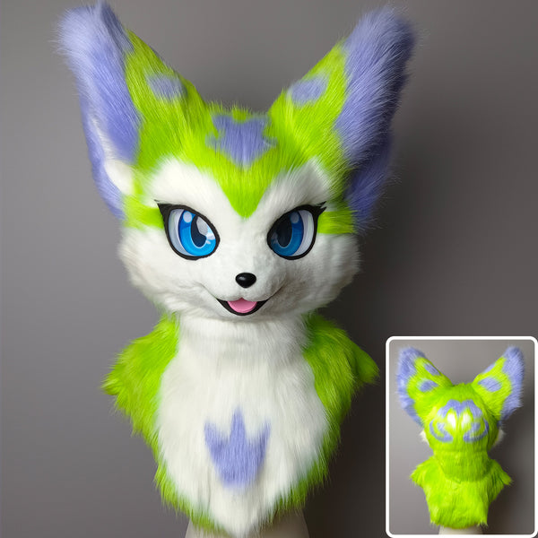 Green and Purple Fursuit Head