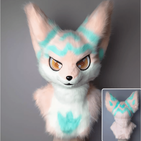 Pink and Blue Fursuit Head