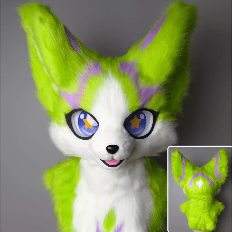 Green and Purple Fursuit Head